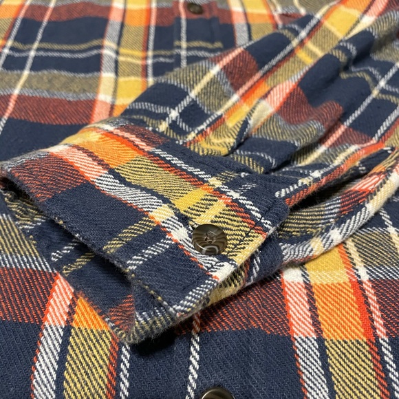 PacSun blue/yellow/red cotton flannel sz M - Picture 7 of 7